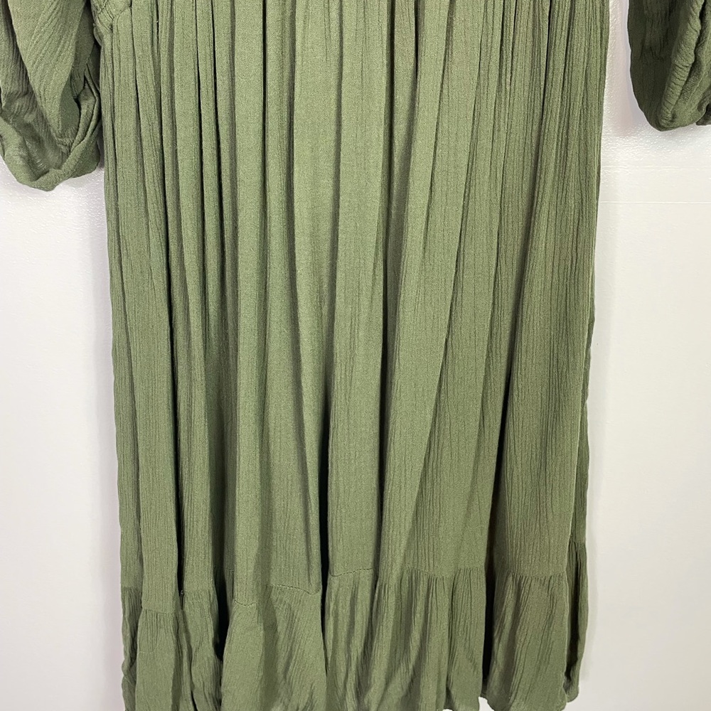Torrid olive button front gauze skater dress - Picture 7 of 9